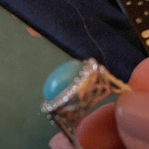Turquoise ring with CZ stones 925 stamped size 6 - Picture 5 of 6